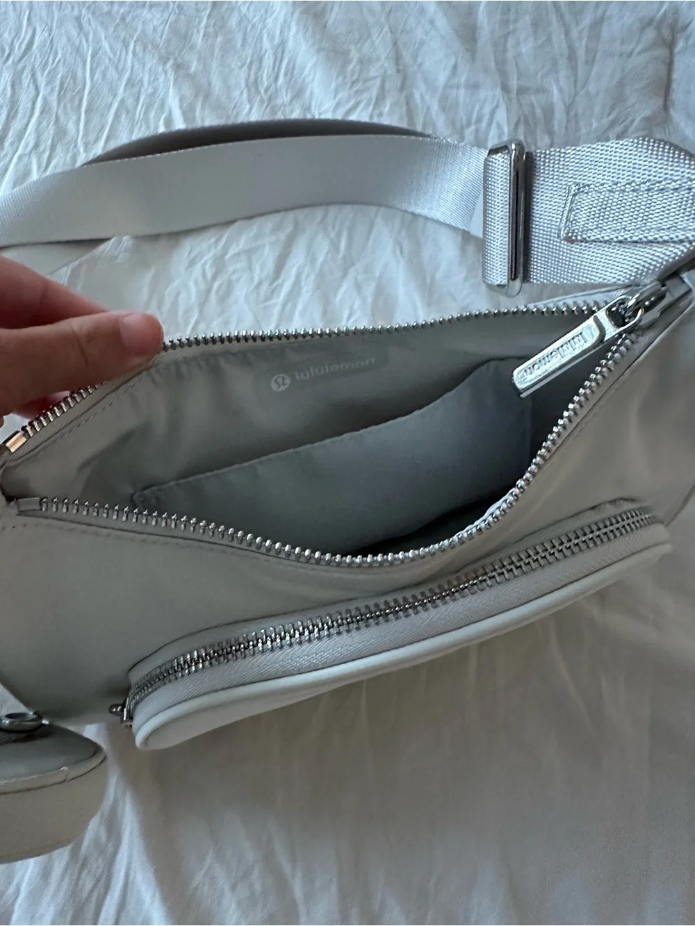lululemon athletica White Crossbody Bag with Detachable Mini Pouch